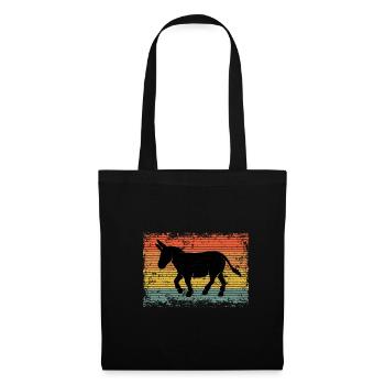 Vintage Esel Maultier Tier Geschenk - Stoffbeutel - Schwarz - Vorne