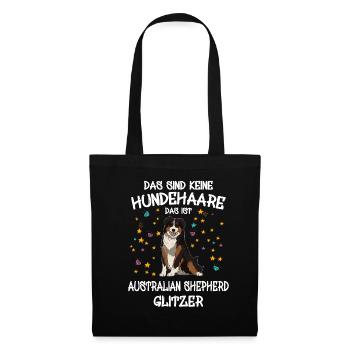 Australian Shepherd Glitzer Hunde Halter Geschenk - Stoffbeutel - Schwarz - Vorne