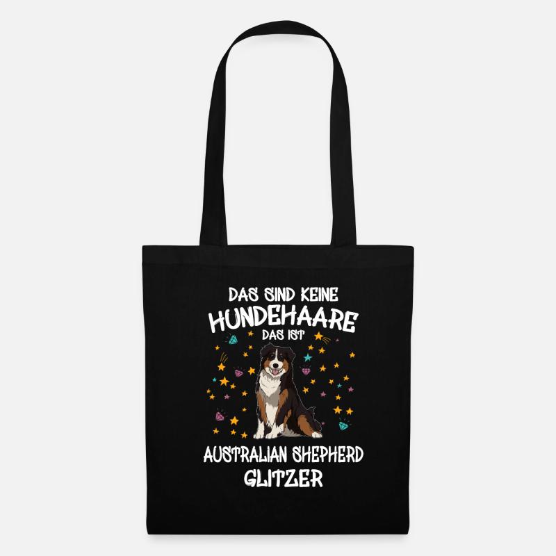 Australian Shepherd Glitzer Hunde Halter Geschenk - Stoffbeutel - Schwarz