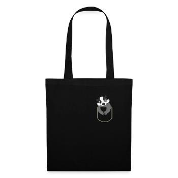 Dachs in Der Brusttasche Mustelidae T-Shirt - Stoffbeutel - Schwarz - Vorne