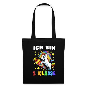 Schulkind 2020 Einhorn Unicorn Einschulung Schule - Stoffbeutel - Schwarz - Vorne