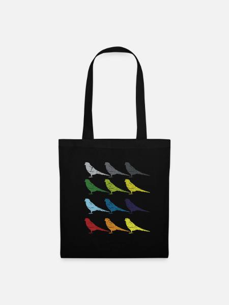 Neon Pop Art Retro Wellensittich Papagei Geschenk - Stoffbeutel - Schwarz