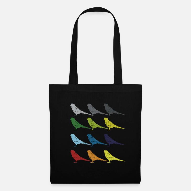 Neon Pop Art Retro Wellensittich Papagei Geschenk - Stoffbeutel - Schwarz