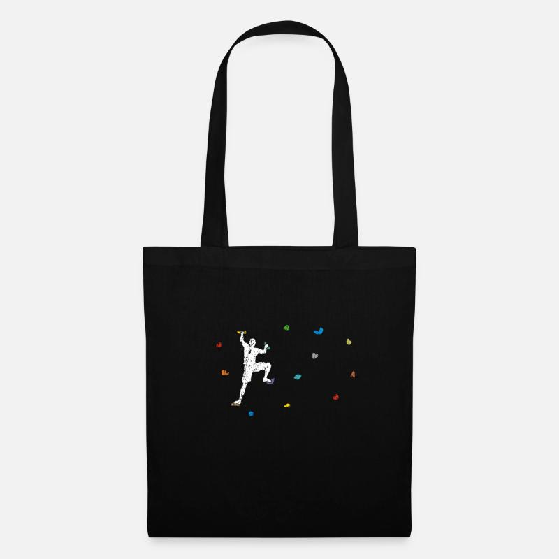 Lustiges Farbenfrohes Boulder Kletterer Geschenk - Stoffbeutel - Schwarz