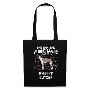 Whippet Glitzer Hunde Hundehalter Geschenk - Stoffbeutel - Schwarz - Vorne