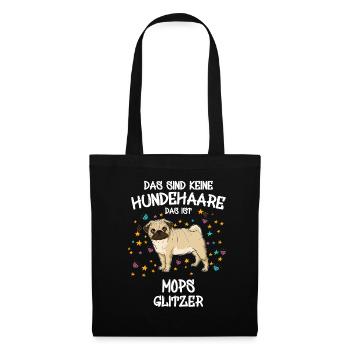 Mops Glitzer Hundehalter Hunde Geschenk - Stoffbeutel - Schwarz - Vorne