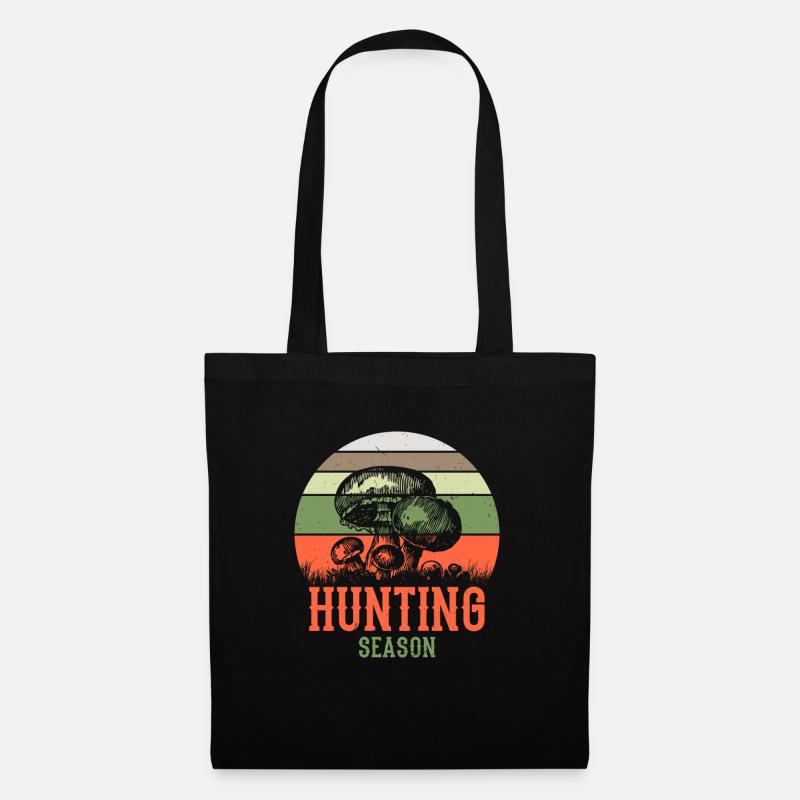 Champignons Champignons Cueillette de champignons Hunter-Gathere - Sac en tissu - noir