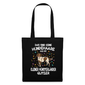 Kleiner Münsterländer Glitzer Hunde Geschenk - Stoffbeutel - Schwarz - Vorne