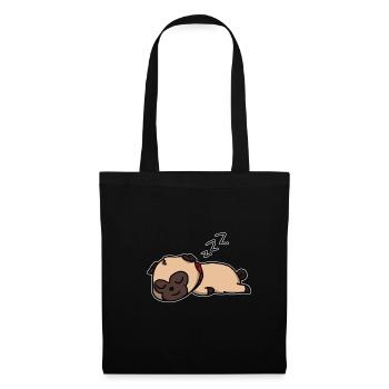 Mignon chien dormant Idée cadeau - Sac en tissu - noir - Devant