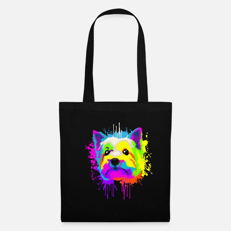 Splash Art West Highland White Terrier Hund - Stoffbeutel - Schwarz