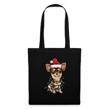 Chihuahua Cadeau de Noël chiens - Sac en tissu - noir - Devant