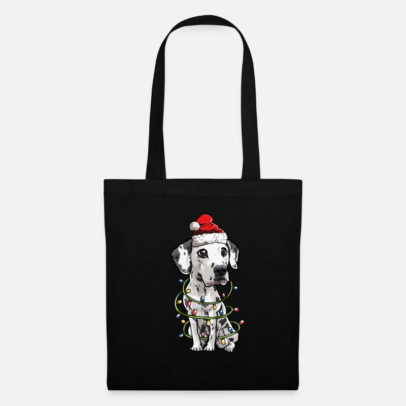 Dalmatiner Weihnachten Hunde Geschenk - Stoffbeutel - Schwarz