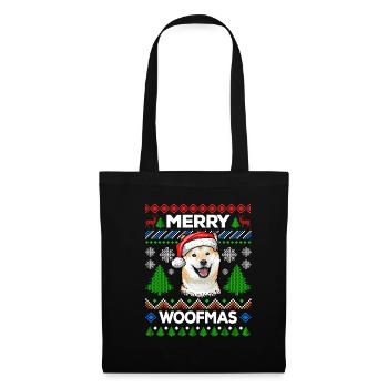 Merry Woofmas Ugly Sweater Shiba Inu - Sac en tissu - noir - Devant