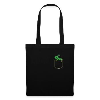 Sauterelle dans la poche poitrine T-shirt - Sac en tissu - noir - Devant