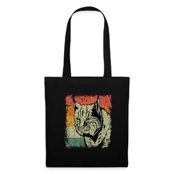 Vintage Luchs Wildtier Tier Geschenk - Stoffbeutel - Schwarz - Vorne