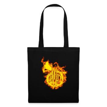 Waldhorn In Flammen Musik Horn Liebhaber Geschenk - Stoffbeutel - Schwarz - Vorne
