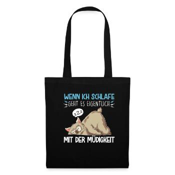Ich Schlafe Lama Alpaka Schlafen Lustige Sprüche S - Stoffbeutel - Schwarz - Vorne