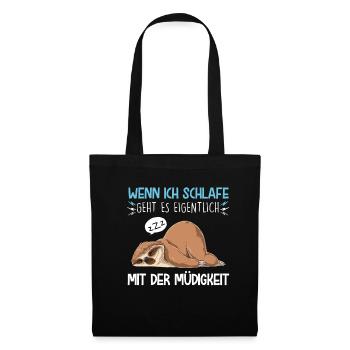 Ich Schlafe Faultier Schlafen Lustige Sprüche Schl - Stoffbeutel - Schwarz - Vorne