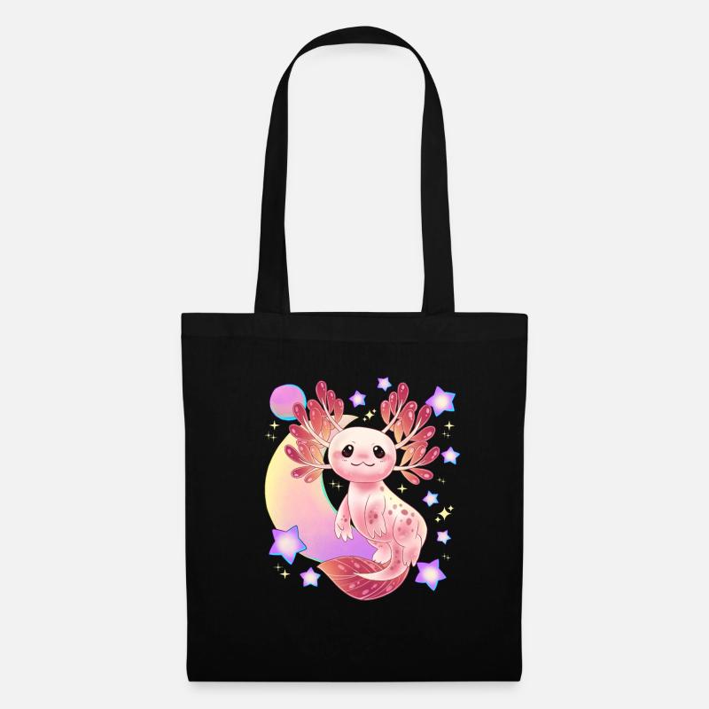 Axolotl Space Kawaii Weltraum Rakete Astronaut Pla - Stoffbeutel - Schwarz