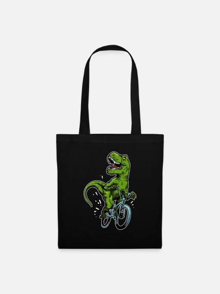 Funny Dinosaur Bicycle T-Rex BMX Biker - Tote Bag - black