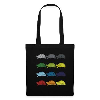 Neon Pop Art Retro Schildkröte Tier Geschenk - Stoffbeutel - Schwarz - Vorne