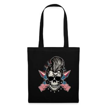 USA Flag Rock n Roll Rockabilly Skull 4th Of July - Tote Bag - black - Front