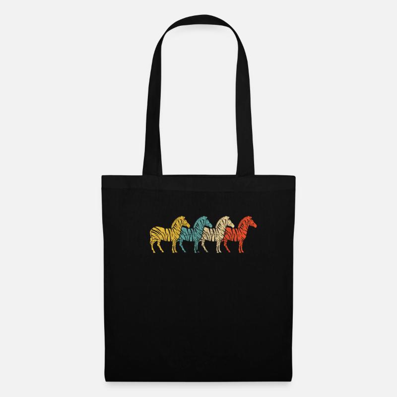 Vintage Retro Pop Art Zebra Geschenk - Stoffbeutel - Schwarz