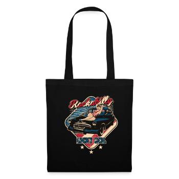 USA Rockabilly Pin-Up Girl Rock Oldtimer Auto - Stoffbeutel - Schwarz - Vorne