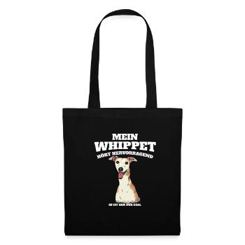 Mein Whippet Hört Hervorragend Ist Ihm Nur Egal - Stoffbeutel - Schwarz - Vorne
