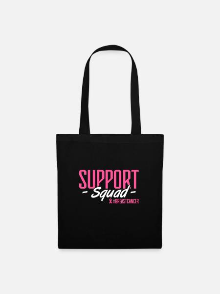 Support squad #breascancer Pink Ribbon Breast Canc - Stoffbeutel - Schwarz