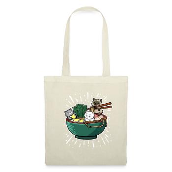 Japanisch Ramen Nudeln Schale Kawaii Anime Katze - Stoffbeutel - Natur - Vorne