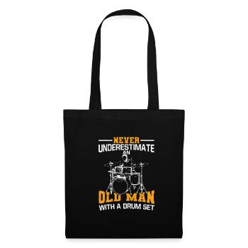 Unterschätze Niemals einen Alten Mann Drummer - Stoffbeutel - Schwarz - Vorne