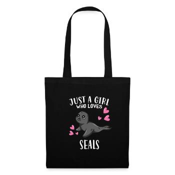 Lustige Robben Seehund Just A Girl Who Loves Seals - Stoffbeutel - Schwarz - Vorne