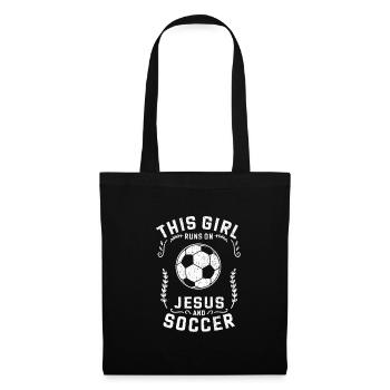 Football Cette fille court sur Jésus et le football - Sac en tissu - noir - Devant