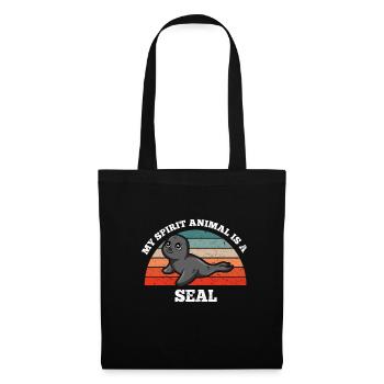 Robbe Seehund My Spirit Animal Is A Seal - Stoffbeutel - Schwarz - Vorne
