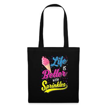 Life Is Better With Sprinkles Ein Sommer Eiscreme - Stoffbeutel - Schwarz - Vorne