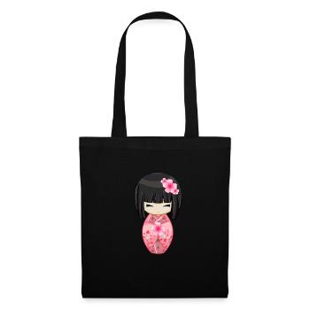 Japon Cherry Blossom Geisha Japonais Tokyo Kawaii - Sac en tissu - noir - Devant