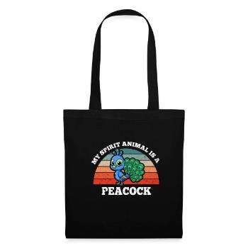 Oiseau paon Amoureux Mon Animal est un paon - Sac en tissu - noir - Devant