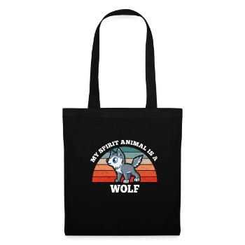 Retro Vintage My Spirit Animal Is A Wolf - Tote Bag - black - Front