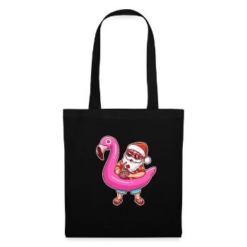Weihnachten Sommer Santa X-Mas Flamingo - Stoffbeutel - Schwarz - Vorne
