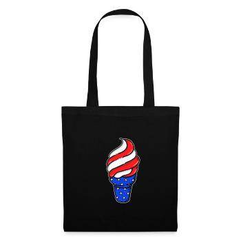 Amerika USA Eisbecher Eiscreme Sommer US Flagge - Stoffbeutel - Schwarz - Vorne