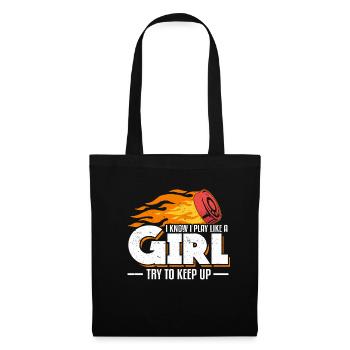 Je sais que je joue comme une fille essayer de garder le hockey - Sac en tissu - noir - Devant
