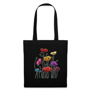 Jardinier Amateur de fleurs Fleuriste Bouquet de coquelicot - Sac en tissu - noir - Devant