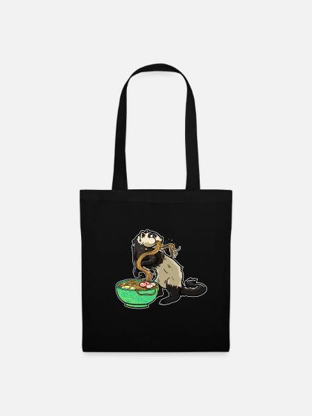 Japanese Noodles Kawaii Ramen Bowl Ferret - Tote Bag - black