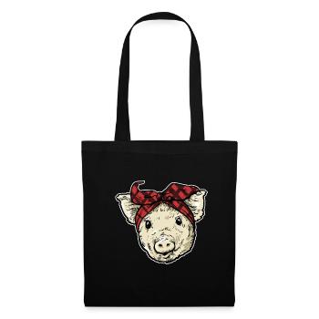 Pig With Bandana Pigs Farmer Funny Farming - Tote Bag - black - Front