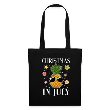 Weihnachten Ananas X-Mas Sommer Sommerferien - Stoffbeutel - Schwarz - Vorne