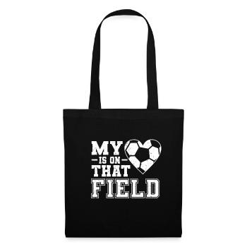 Mon cœur est sur ce terrain de football Mama Papa - Sac en tissu - noir - Devant