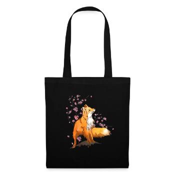 Cherry Blossom Flower Japanese Art Fox - Tote Bag - black - Front