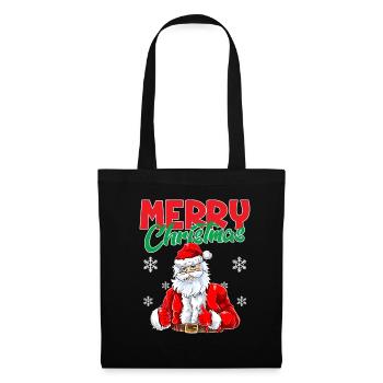 Merry Christmas Frohe Weihnachten Xmas Lustiger Sa - Stoffbeutel - Schwarz - Vorne