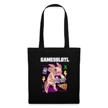 Gamesolotl Axolotl Gamer Molche Gamerin Gaming - Stoffbeutel - Schwarz - Vorne